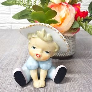 Vintage child w/sun hat planter (Japan)